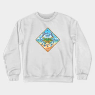 Jacksonville Beach, Florida, Blue Crab on Beach Crewneck Sweatshirt